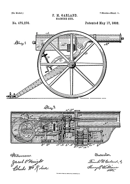 Патент на пулемет, 1892г