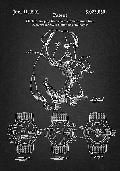 Патент на часы для собак, 1991г
