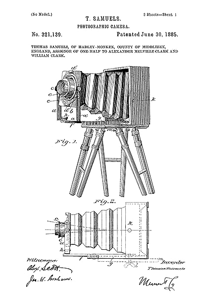 Патент на  фотокамеру, 1885 г.