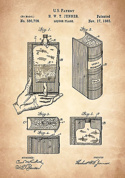 Патент на флягу для спиртного, 1885г
