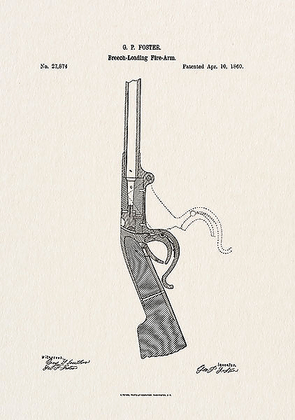Патент на устройство ружья  G.P Foster, 1860г