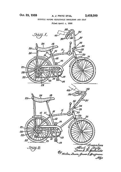 Патент на велосипед, 1968г