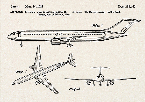 Патент на самолет Boeing, 1981г