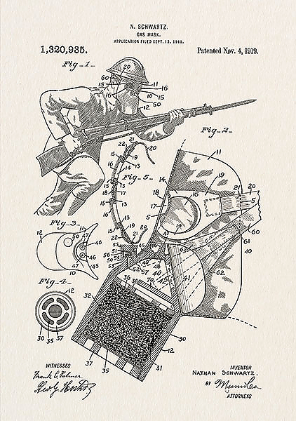 Патент на военный противогаз 1919 г.