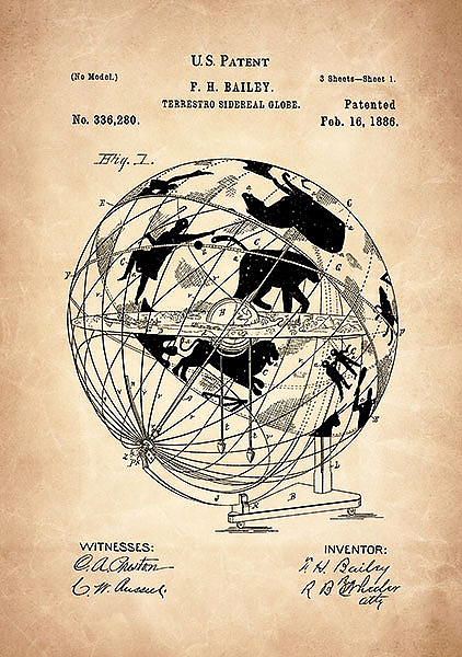 Патент на астрономический глобус, 1886г
