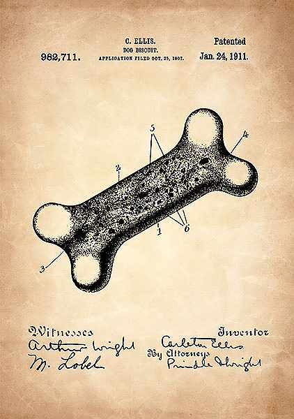 Патент на печенье для собак, 1911г