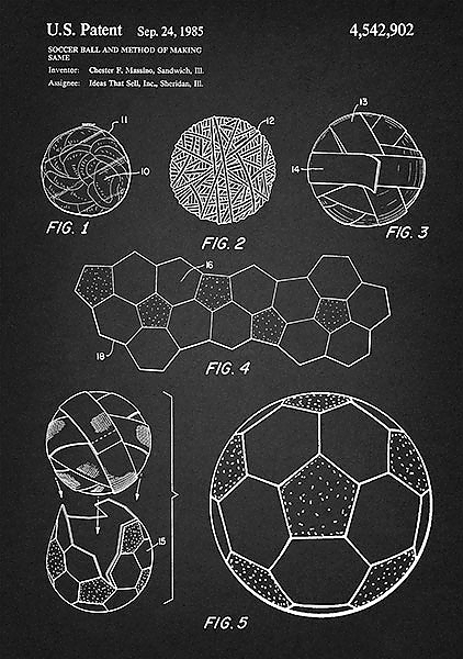 Патент на футбольный мяч, 1985г