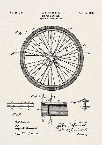 Патент на велосипедное колесо, 1898г
