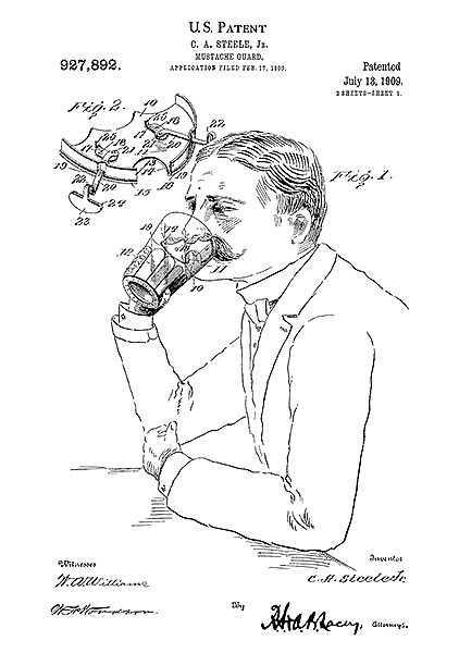 Патент на дрежатель усов для стакана, 1909г