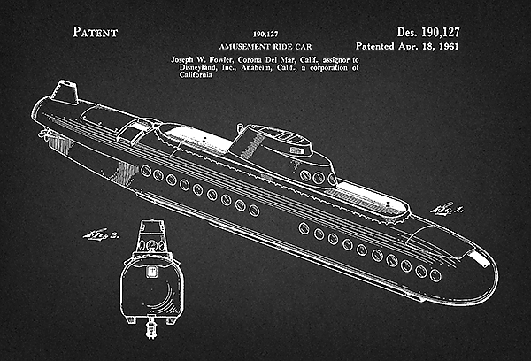Патент на подводную лодку-аттракцион в Диснейленде, 1961г