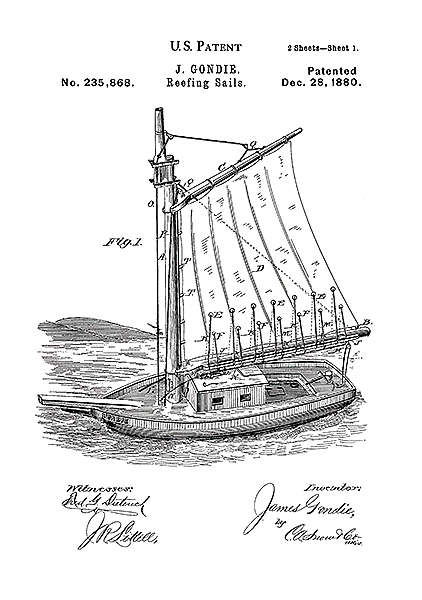 Патент на паруса, 1880г