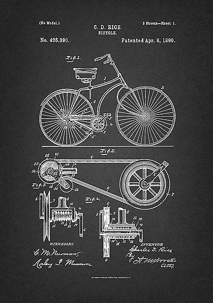 Патент на велосипед, 1890г