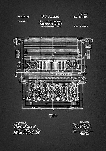 Патент на печатную машинку, 1899г