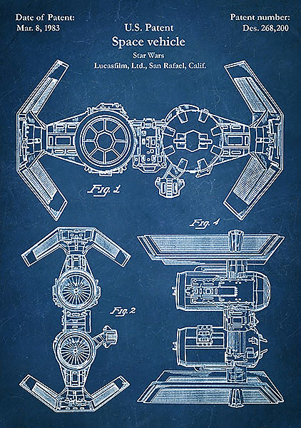 Патент на Космический корабль, Star Wars, 1983г