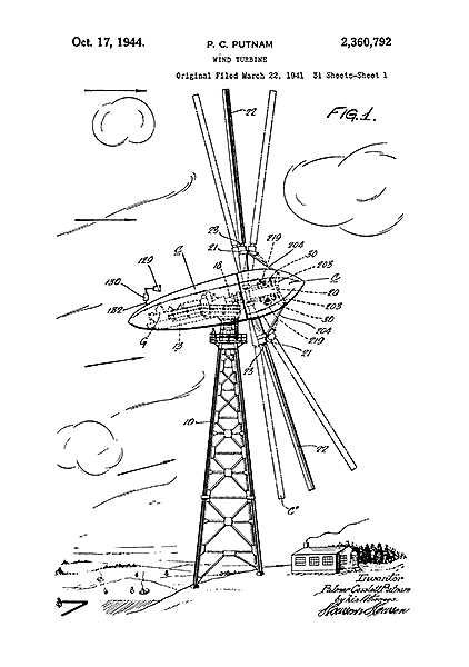 Патент на ветряную турбину, 1944г