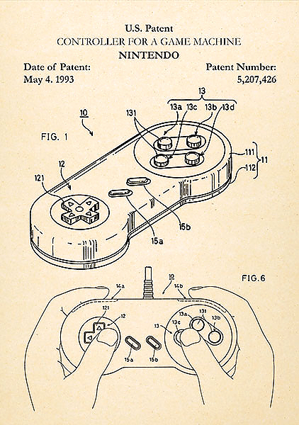Патент на джостик Nintendo, 1993г