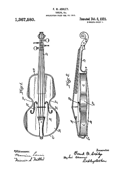 Патент на скрипку, 1921г