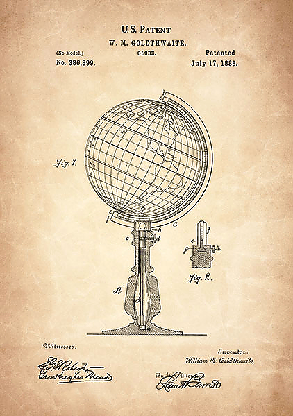 Патент на географический глобус, 1888г