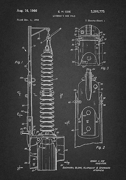 Патент на линейный изолятор для высоковольтных линий элктропередач, 1966 г