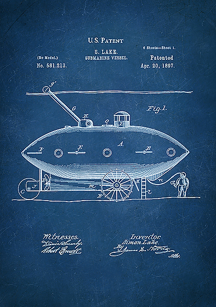 Патент на подводное судно, 1897г