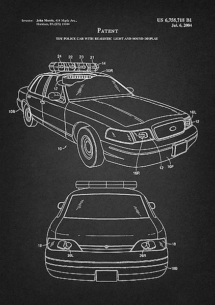 Патент на игрушку-полицеский автомобиль, 2004г