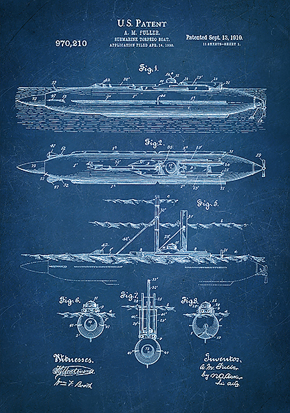 Патент на подводную лодку, 1910г