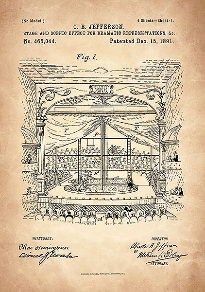 Патент на устройство сцены для драматического театра, 1891г