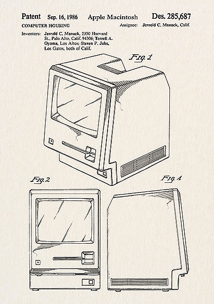 Патент на компьютер Apple Macintosh, 1983г