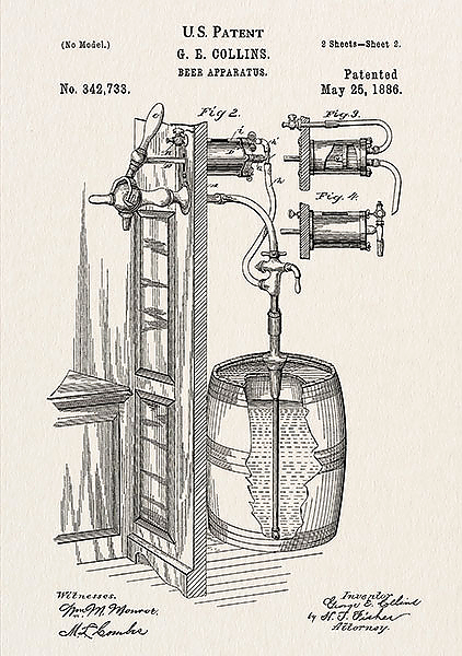 Патент на разливной аппарат для пива, 1886г