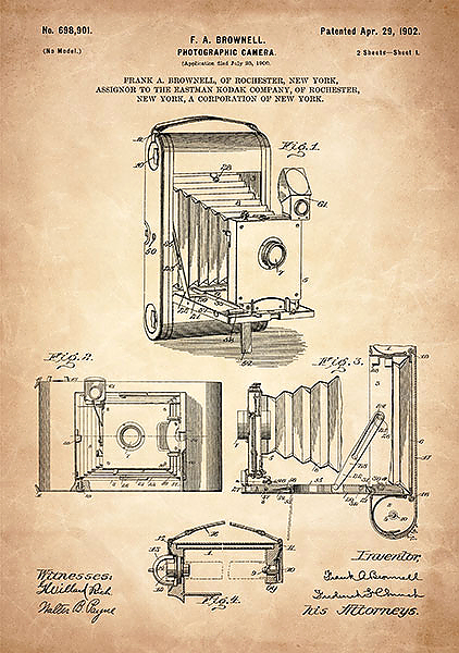 Патент на камеру Kodak, 1902г