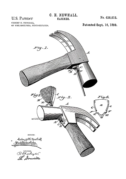 Патент на молоток, 1890г