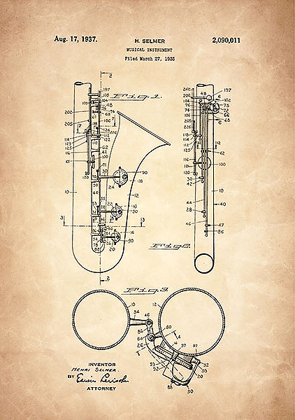 Патент на саксофон 1, 1937г