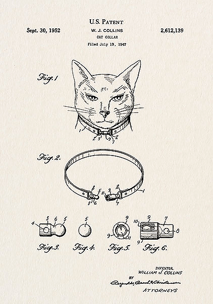 Птент на кошачий ошейник, 1952г