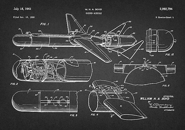 Патент на управляемую ракету, 1961 г.