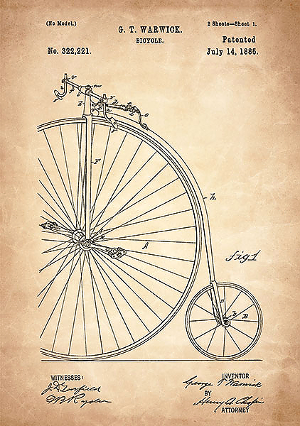 Патент на велосипед Пенни-фартинг, 1885г