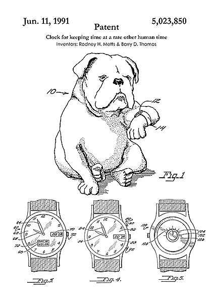 Патент на часы для собак, 1991г