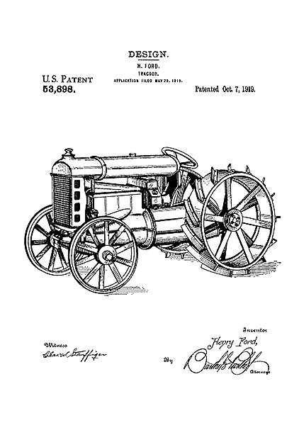 Патент на трактор Генри Форда, 1919г