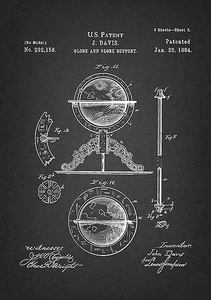 Патент на географический глобус, 1884г