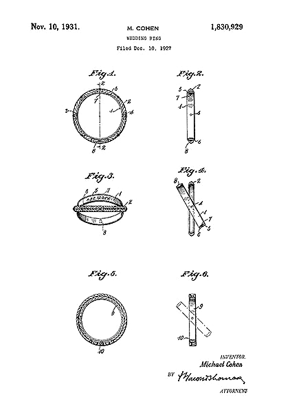 Патент на дизайн кольцa, 1931г