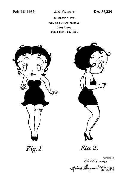 Патент на героиню Betty Boop, 1932г