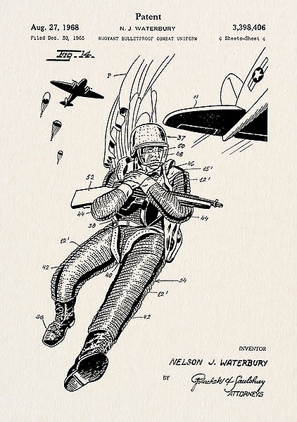 Патент на пуленепробиваемую боевую форму 4, 1968г