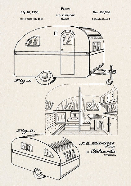Патент на трейлер RV, 1950г