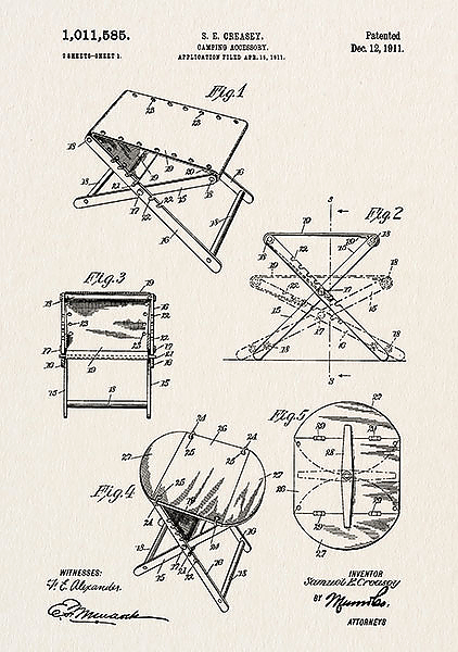 Патент на складной стул, 1911г