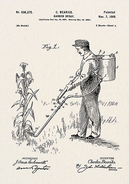 Патент на садовоый опрыскиватель, 1899г