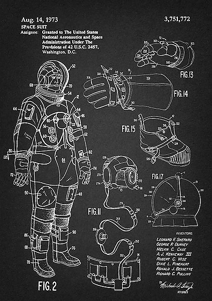 Патент на космический скафандр, 1973г