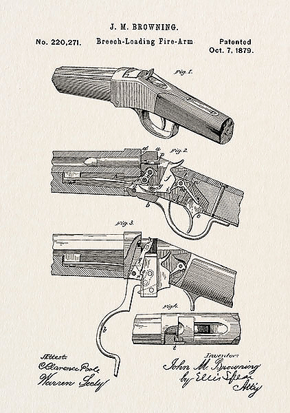 Патент на устройство ружья Winchester, 1879г