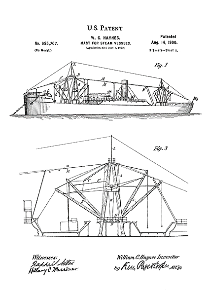 Патент на мачту для паровых судов, 1900г