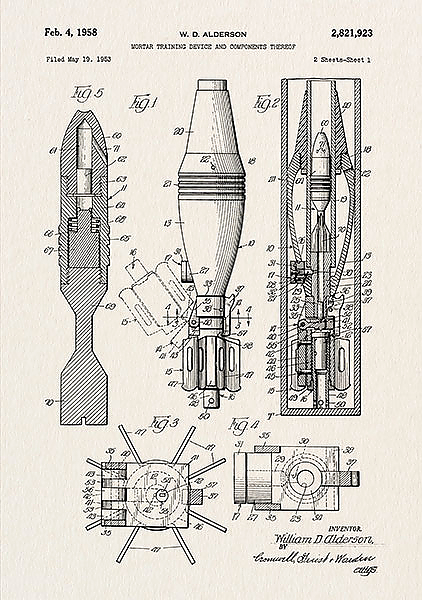 Патент на минометное устройство, 1958г