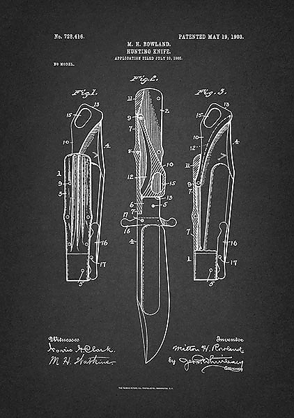 Патент на охотничий нож, 1903г