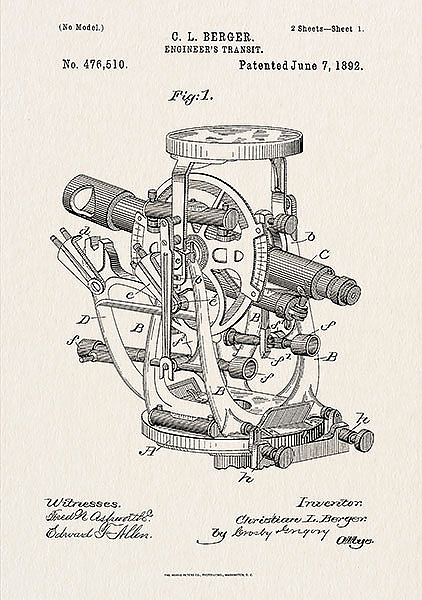 Патент на геодезический прибор, 1892г